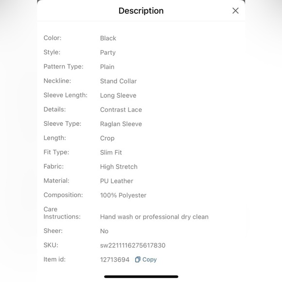 SHEIN  Privé Contrast Lace PU Crop Top - Picture 8 of 8